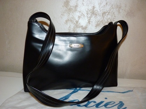 Sac main texier cuir noir - main,