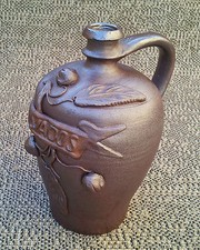 Ancienne bouteille en grès Calvados art pop déco vintage french antique potery