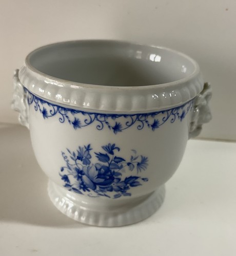 Petit cache pot fleuri bleu - cache-pot, et