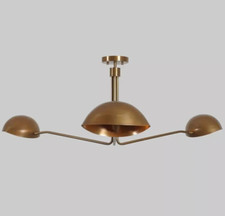 Lustre Sputnik En Laiton À Trois Bras, Applique En Laiton Du Milieu Du Siècle
