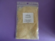 GELATINE 25 g gélifiant 130 blooms : 6 à 10 g pour 1/4 de liquide tiède.