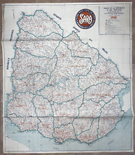 REPUBLIC OF URUGUAY 1950 HORACIO URETA MARTINEZ VERY LARGE ORIGINAL MAP