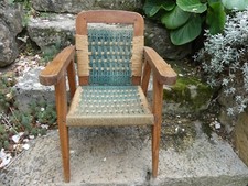 Design XXème FAUTEUIL D'ENFANT bois et CORDE d.le gout de AUDOUX-MINET bon état
