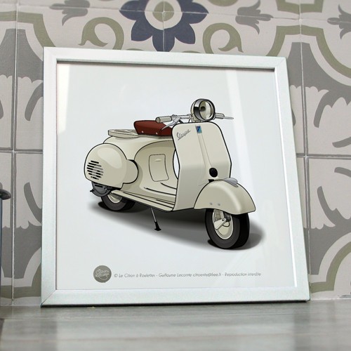 Poster vespa beige crème - vespa,