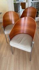 3 Chaises Starck, cuir et bois