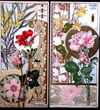 ART NOUVEAU   2 Rarissimes LITHOGRAPHIES "Etudes de fleurs" signé G. RIOM  1884