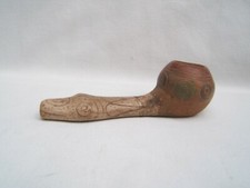 ancienne pipe serpent en terre polychrome zoomorphes Mexique Précolombienne