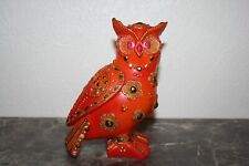 chouette en résine orange et