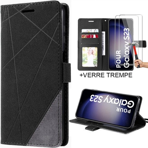 Coque effet cuir 2 verres - +,