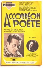 Partition vintage sheet music ANDRE VERCHUREN : Accordéon Poète + Rue du Musette