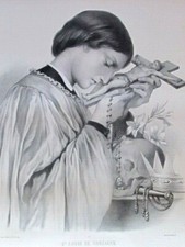 St Louis de Gonzague Grande Litho 35 L. TURGIS Paris New-York Crucifix Jésus Lys