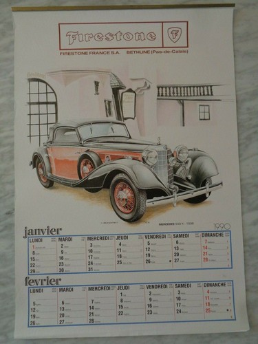 Ancien calendrier pneu - calendrier,