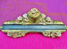Encrier porte plume Anémones Alliage métallique Art Nouveau Inkwell pen holder 