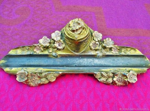 Encrier porte plume - , anémones