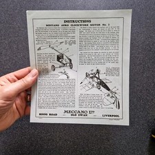 MECCANO Liverpool  INSTRUCTION AERO CLOCKWORK MOTOR N°2 original avion