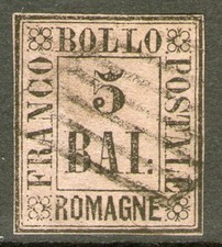 ITALIE (anciens états):  ROMAGNE n°6 oblitéré grille, signé SCHELLER (cote 300€)