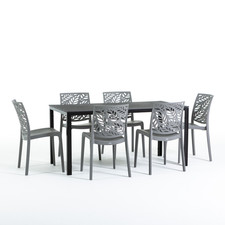 Ensemble de table rectangulaire 6 chaises de jardin en polypropylène THOMAS...