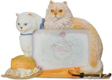 Cadre photo déco figurine statuette Chat chapeau et ombrelle - à poser - animal 