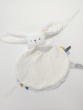 Doudou Plat/Mouchoir Rond Lapin Blanc Etoile Jaune Doux Love - Tape À L'oeil TAO