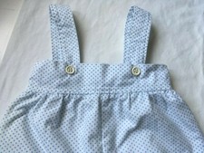 salopette bébé, 6 mois, blanche à pois bleus, vintage, années 80