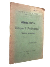 ANALYSES CHIMIQUES et BACTERIOLOGIQUES POUR LA BRASSERIE ECOLE DE NANCY 1919