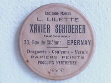 Ancien miroir de poche publicitaire Droguerie SCHIDERER à EPERNAY Maison LILETTE