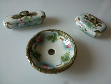 ENSEMBLE TOILETTE FAIENCE SAINT AMAND & HAMAGE EPOQUE ART NOUVEAU JUGENDSTIL