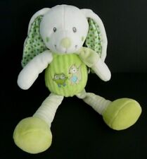 B6. DOUDOU PELUCHE MOTS D'ENFANTS LAPIN BLANC VERT ECUREUIL HIBOU CHOUETTE NEUF*