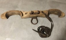 JOUG DE BOEUF double  bois ANCIEN Agricole - grande lanière cuir - Long 130 cm
