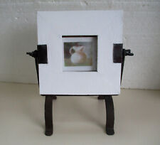 Cadre  bois et pied fer forgé