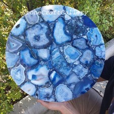 Table En Agate Bleue De 15" / Table D'Appoint / Plan De Travail En Agate