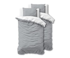 ‎Sleeptime - Parure de lit 4 pièces 100% Coton - 135 x 200 cm - Blanc/Gris - ...
