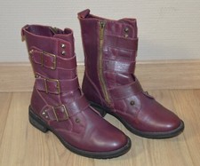 Bottines boots cuir violet - bottines,