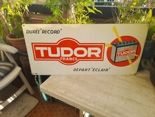 Plaque tôle tudor accumulateurs batterie  garage  non émaillée 63cm x 30cm