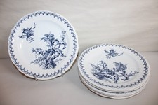 6 assiettes dessert en faïence de Gien, décor Chardons bleu, diamètre 21.6 cm