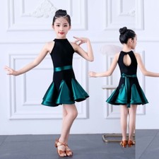 Enfants Filles Midi Danse Robe Dentelle sans Manche Swing Latin Salsa Training