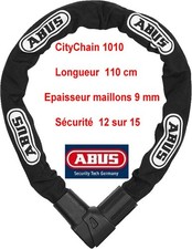 Antivol Chaîne Scooter Vélo -ABUS CityChain 1010- Maillons 9 mm- Longueur 110 cm