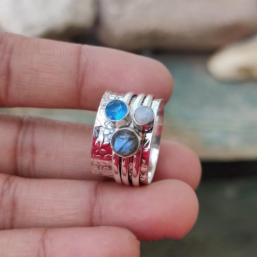 Bague toupie pierre - , lune