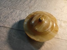 Boîte décorative en onyx avec couvercle – Ø 18 cm – 1,27 kg – vintage...