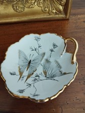 Vide Poche à décor de papillon (s) en porcelaine signée R (Manufacture Raynaud )