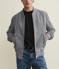 Veste en cuir bomber gris