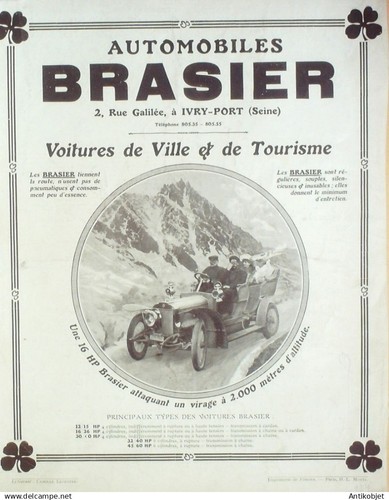 Publicite auto brasier 1910 - publicite,