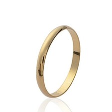 Bague alliance mariage fine homme - plaqué or 18 jaune carats