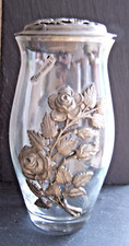 VASE BONBONNIERE POT POURRI en CRISTAL ETAIN 95 % Décor de ROSES