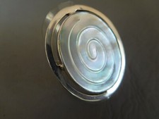 Bague anneau ovale femme grise en argent massif 925 spirale nacre blanche T 55