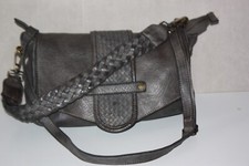 BORSE IN PELLE   Sac Besace Cuir Gris foncé  Rabat  TBE