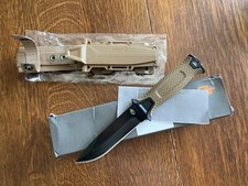 Couteau de survie Militaire acier inoxydable Khaki Neuf