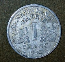 1 Franc Francisque 1942 Collection, Bon État 