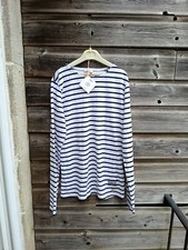 T-shirt manches longues blanc rayé bleu Festival sœurs jumelles Armor lux 40 L