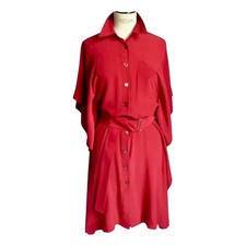 HERMES Robe soie rouge T38